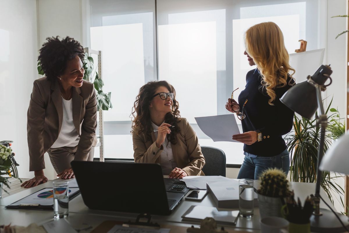 Group of diverse businesswomen discussing new project